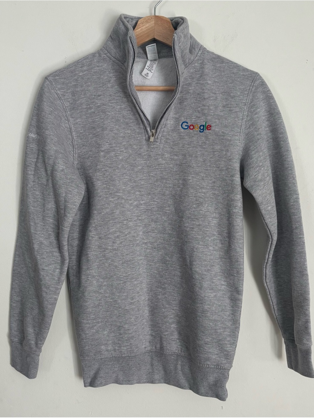 Google Employee Logo Quarter Zip Pullover Sweatshirt Heather Grey Men's XS S
